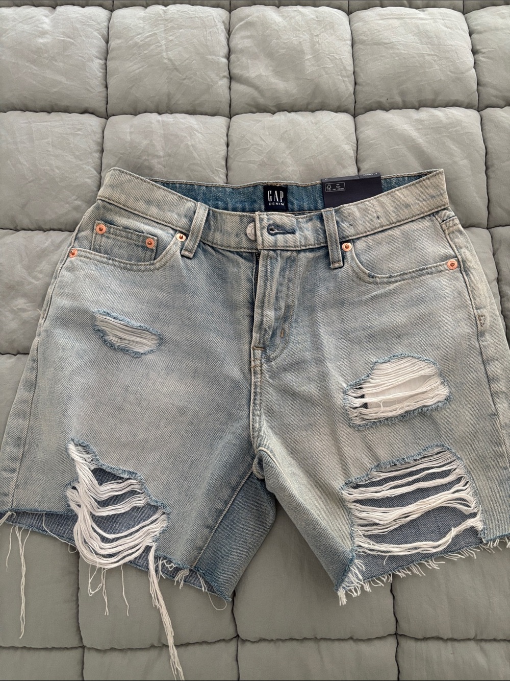 GAP Light Blue Distressed Ripped Denim Shorts